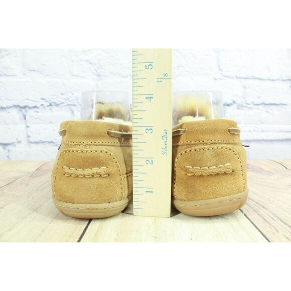 LL Bean Wicked Good Shearling Lined Brown Suede Moccasin Slippers Size 9 M - Picture 6 of 9